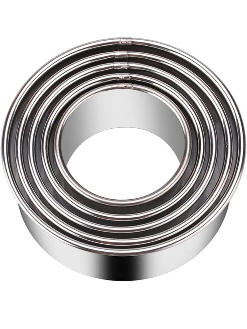 New 5pc Stainless Steel Round Cookie Cutter Set - #1351-847